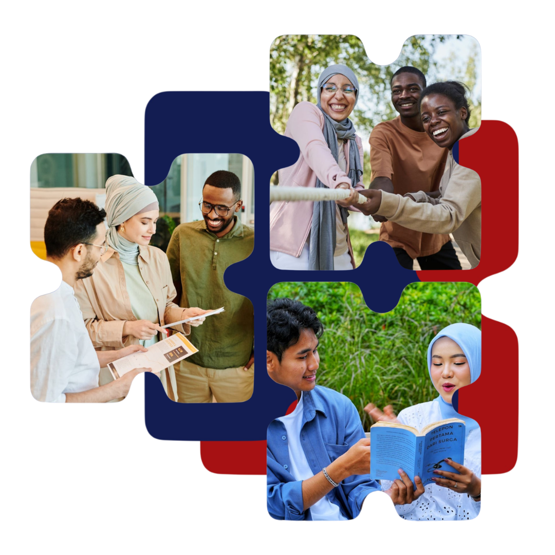 Diverse Muslim youth gathering community